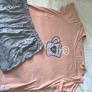 Pink and Gray Coffee Pajama Set